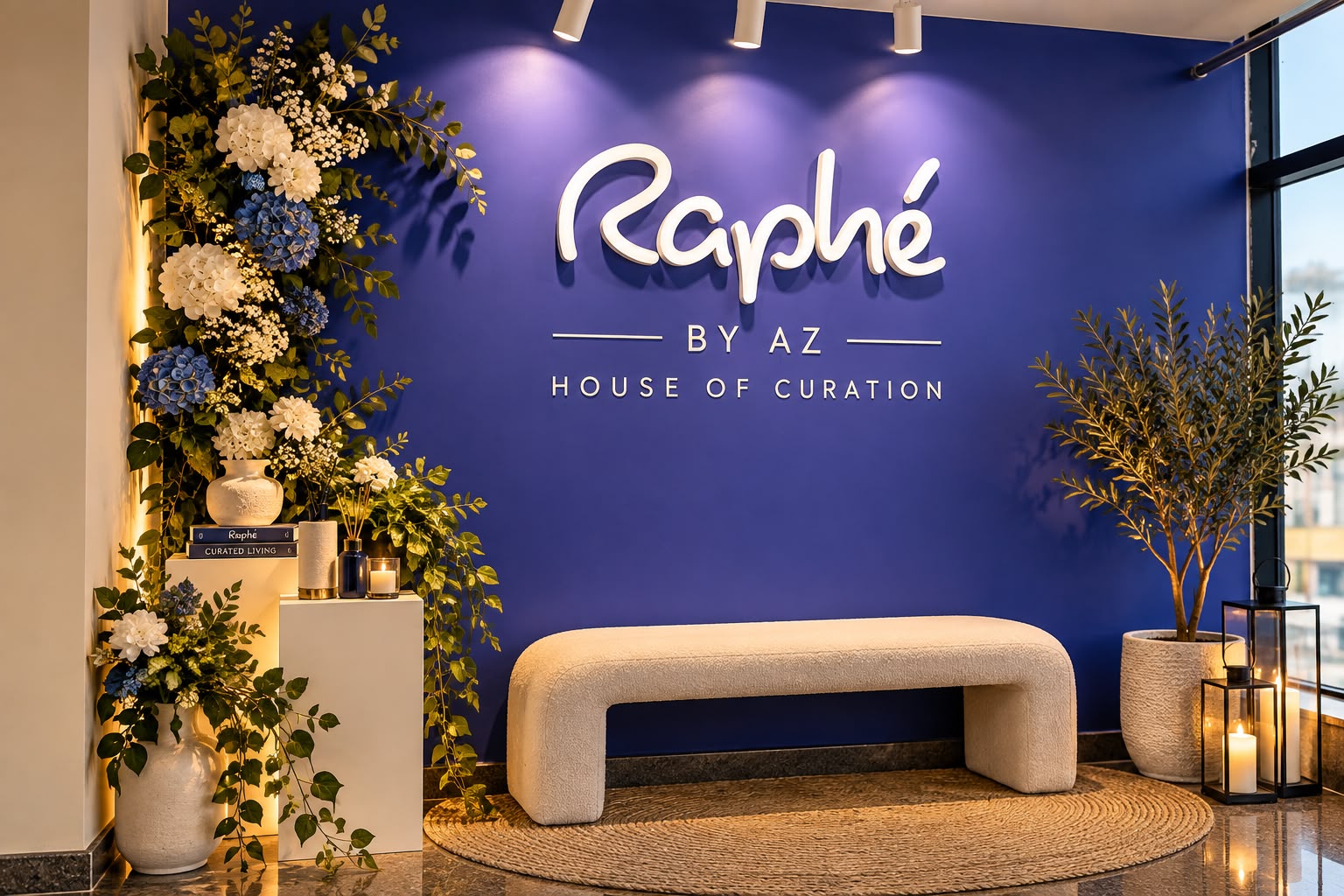 The Raphé by AZ signage wall and showroom at the Bengaluru studio